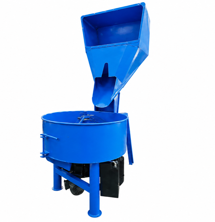350L heavy-duty pan mixer with integrated hydraulic hopper